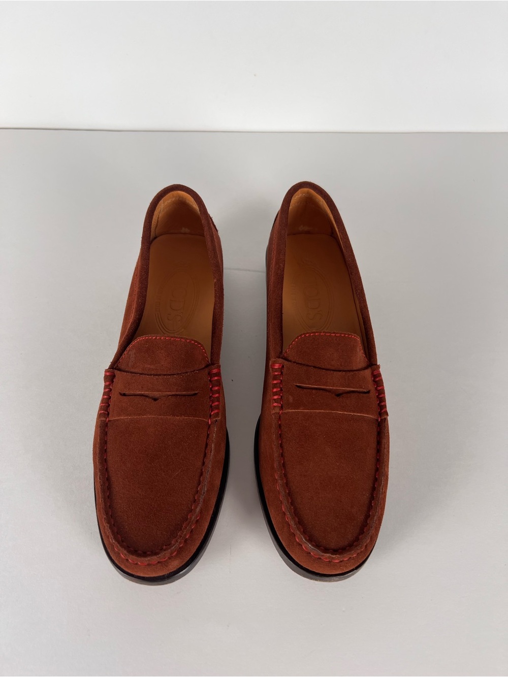 TOD'S Suede Driving Loafers Rust Brown Slip-On Shoes Women's 7 - Picture 3 of 12